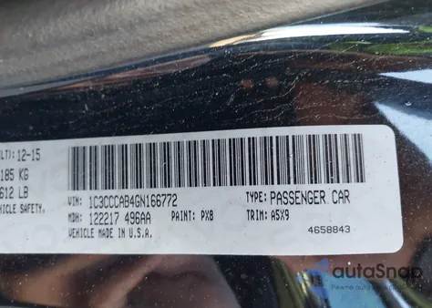 2016 Chrysler 200 Limited z USA, uszkodzony, nr VIN 1C3CCCAB4GN166772